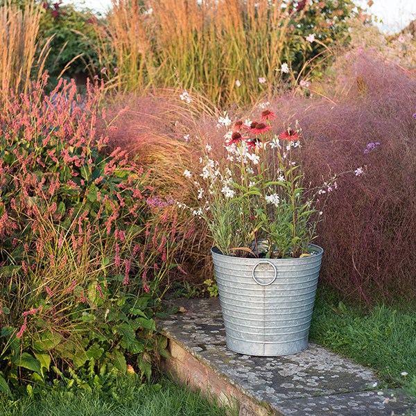 Ribbed galvanised metal tub