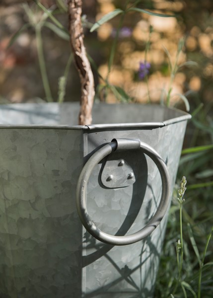 Faceted galvanised metal planter