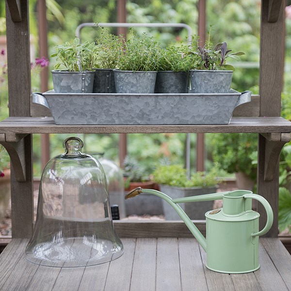 Galvanised metal tray with handles