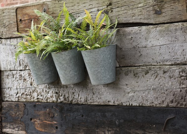 Galvanised metal wall planters - set of 3
