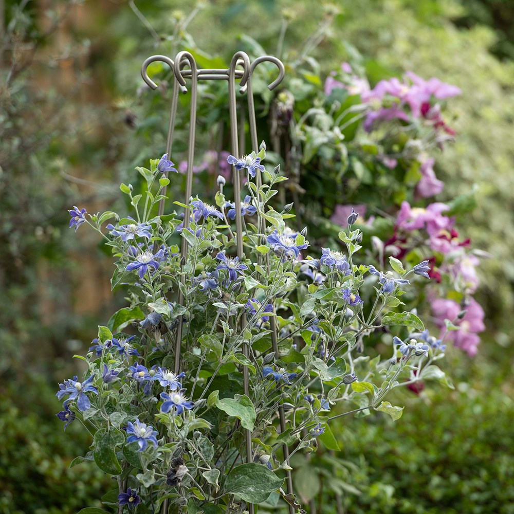 Elegant tiered metal wall leaning obelisk - 2 tier pewter