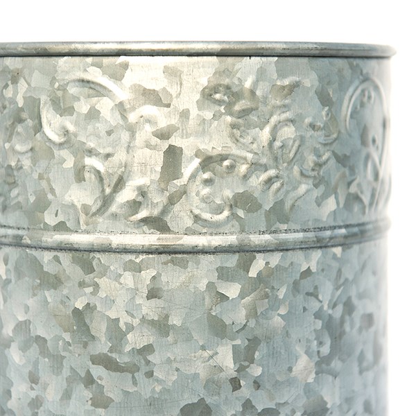 Embossed galvanised metal pot