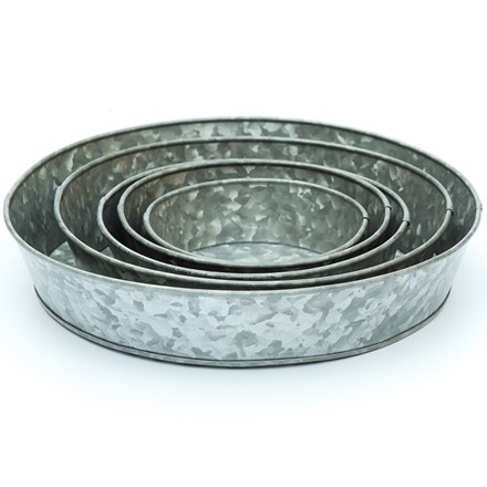 Galvanised round metal tray