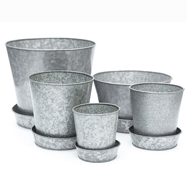Galvanised round metal tray