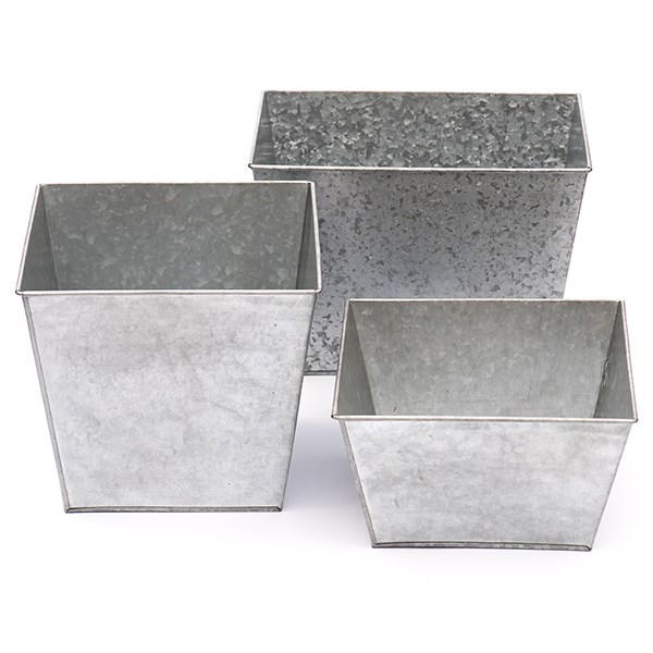 Galvanised metal planter