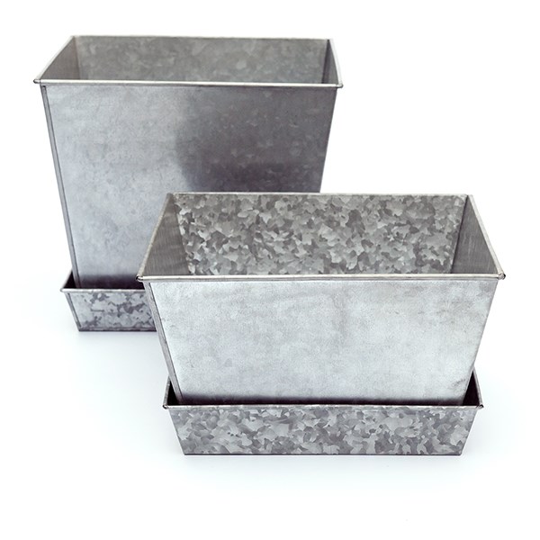 Galvanised metal planter