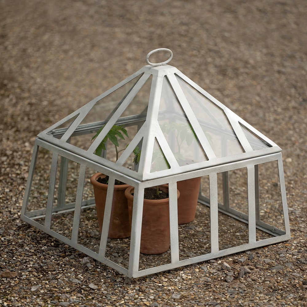 Square Victorian cloche - chalky white