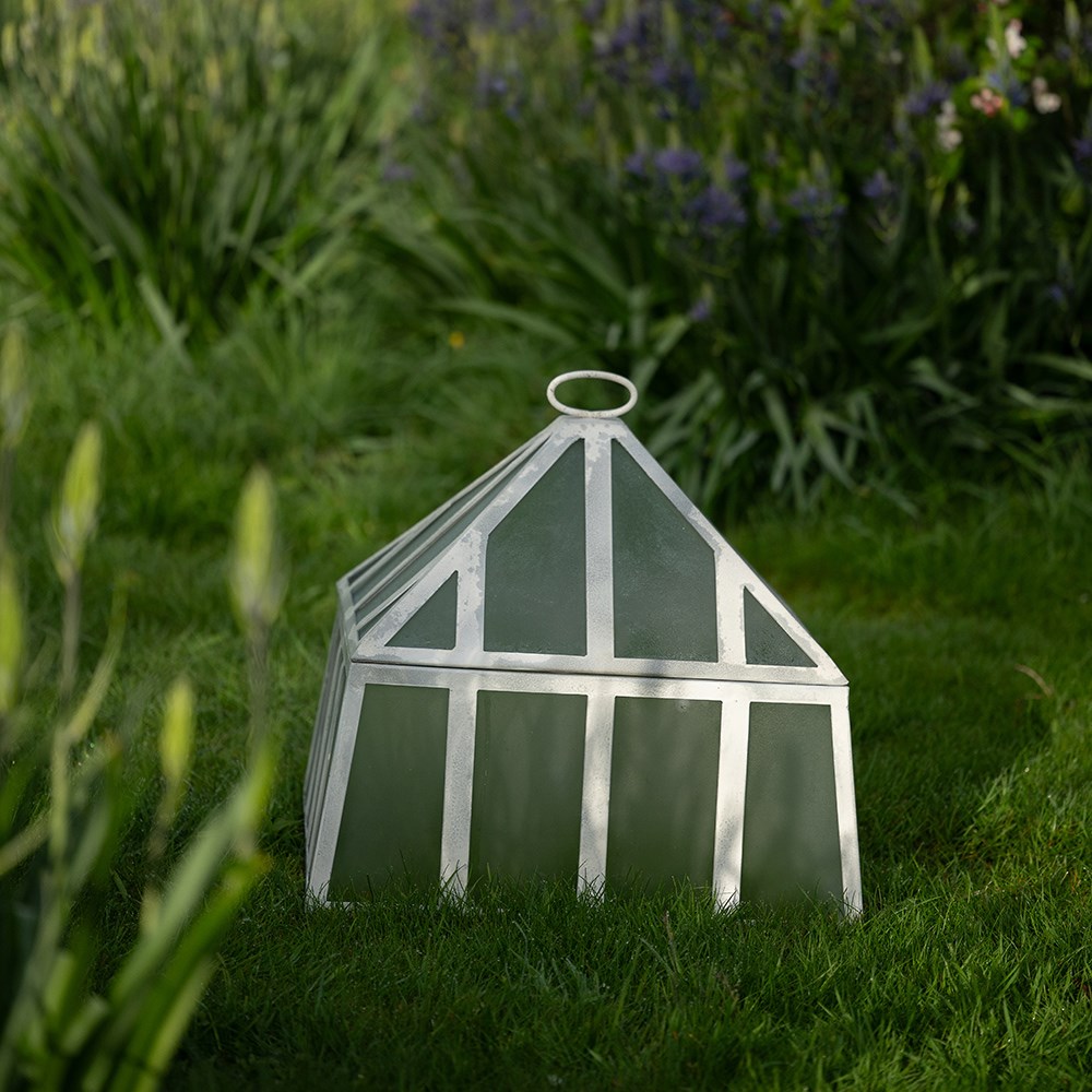Square Victorian cloche - chalky white