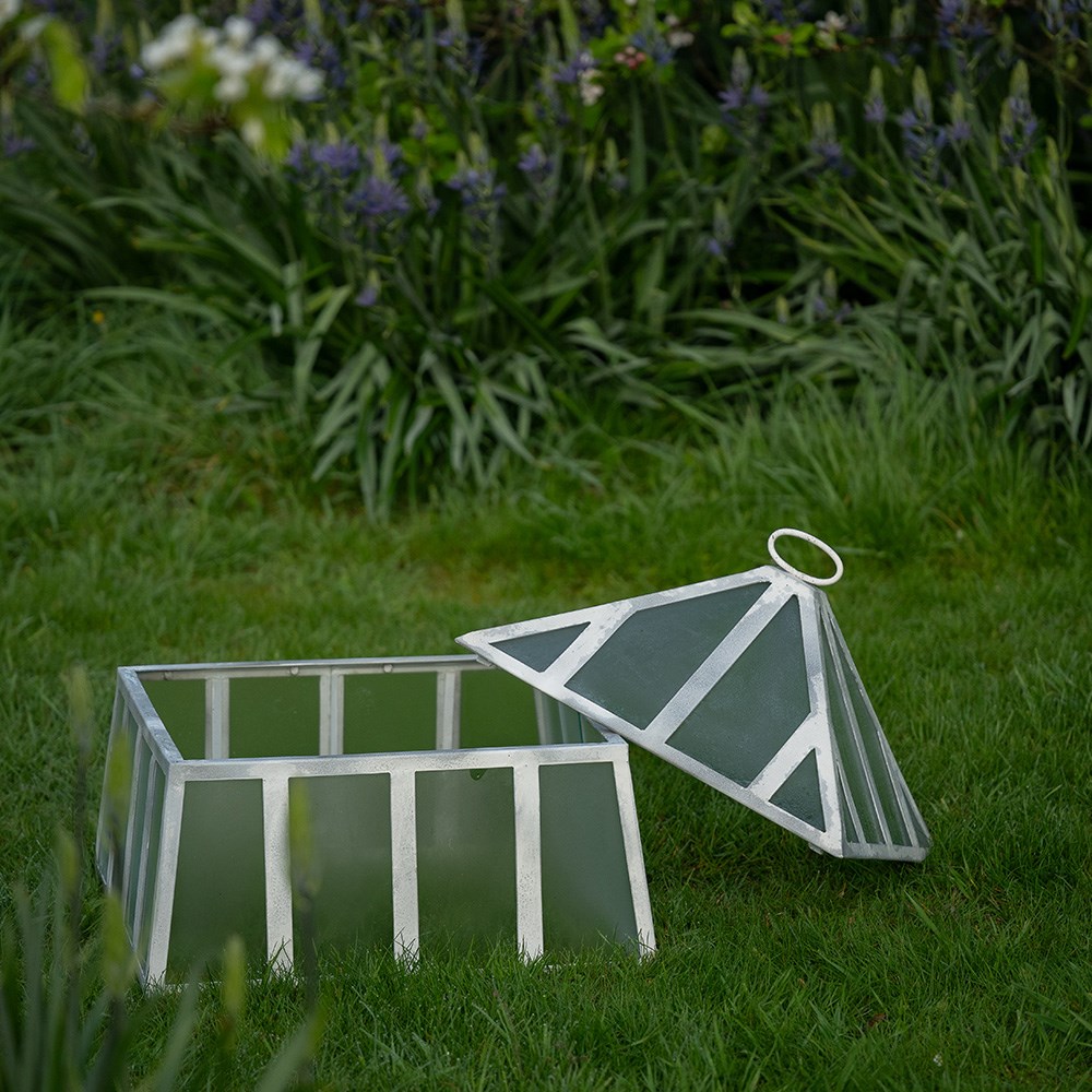 Square Victorian cloche - chalky white