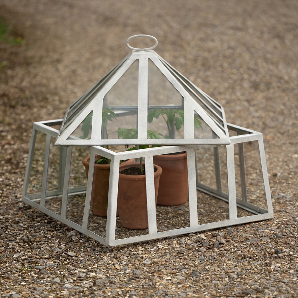 Square Victorian cloche - chalky white