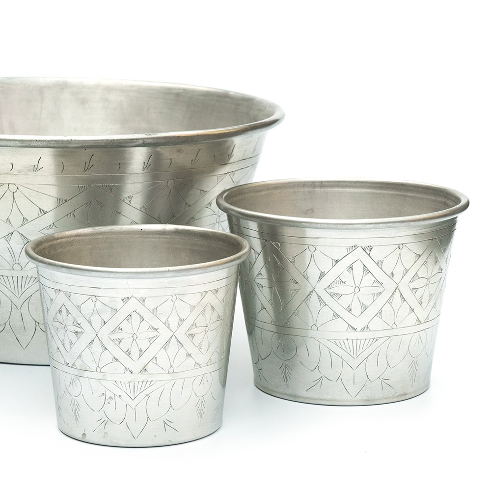 Hand etched aluminium planter 