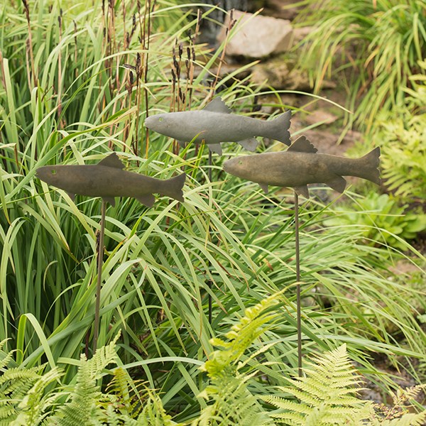 Antique brass metal trout stake