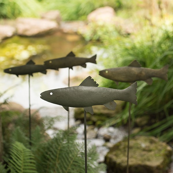 Antique brass metal trout stake