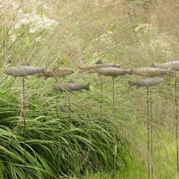 Antique brass metal trout stake