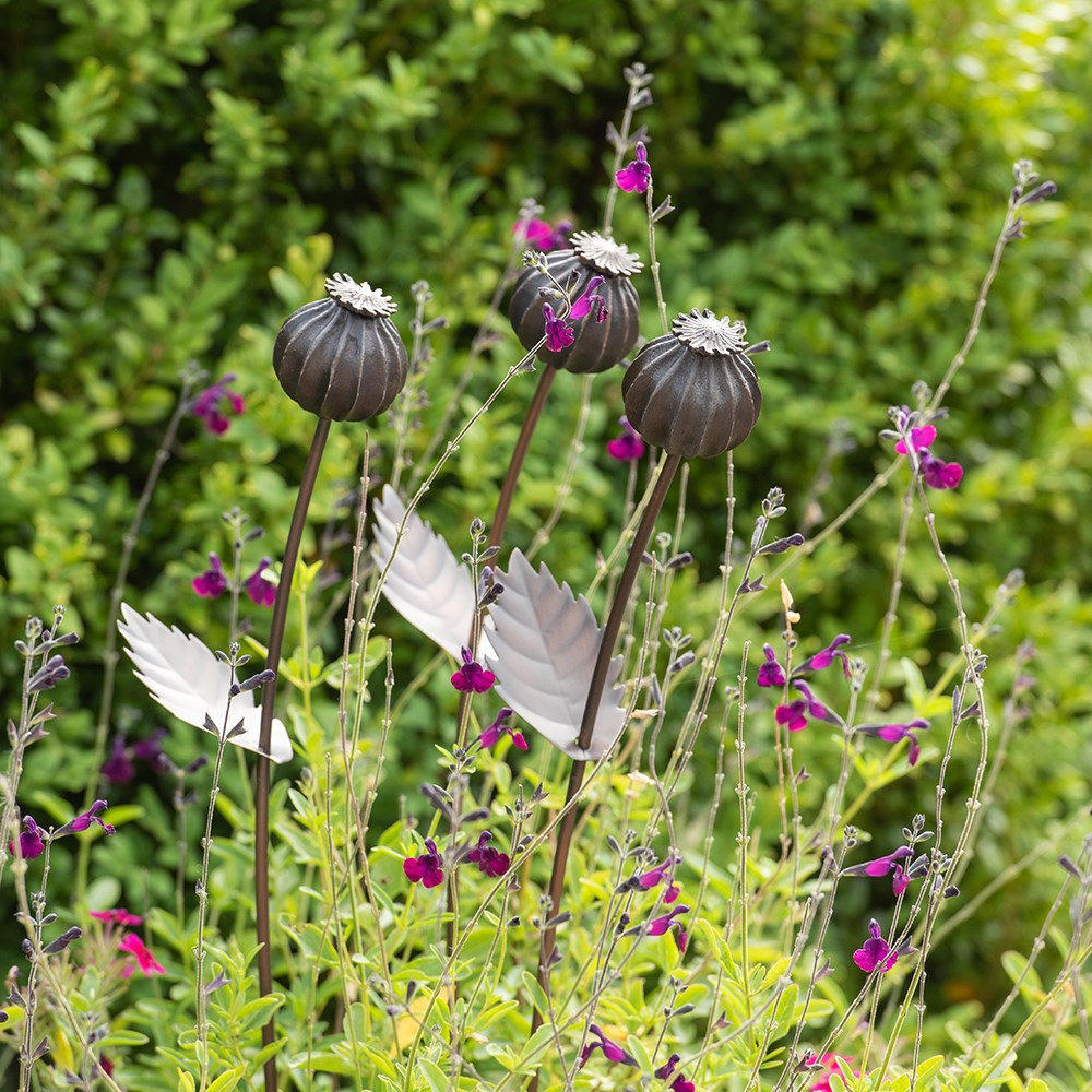 Poppy seed head stake - large seed head