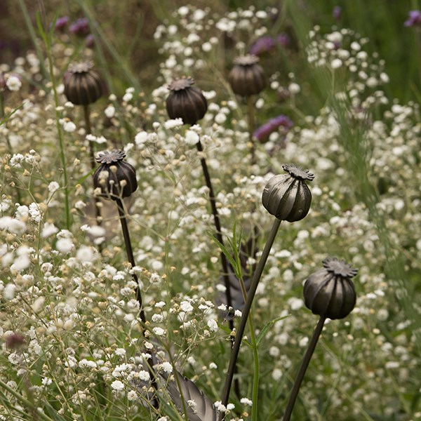 Poppy seed head stake - large seed head