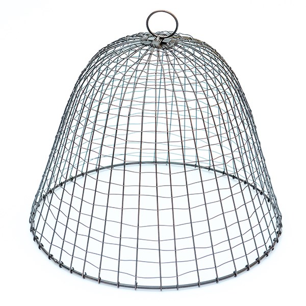Wire cloche cross - antique bronze