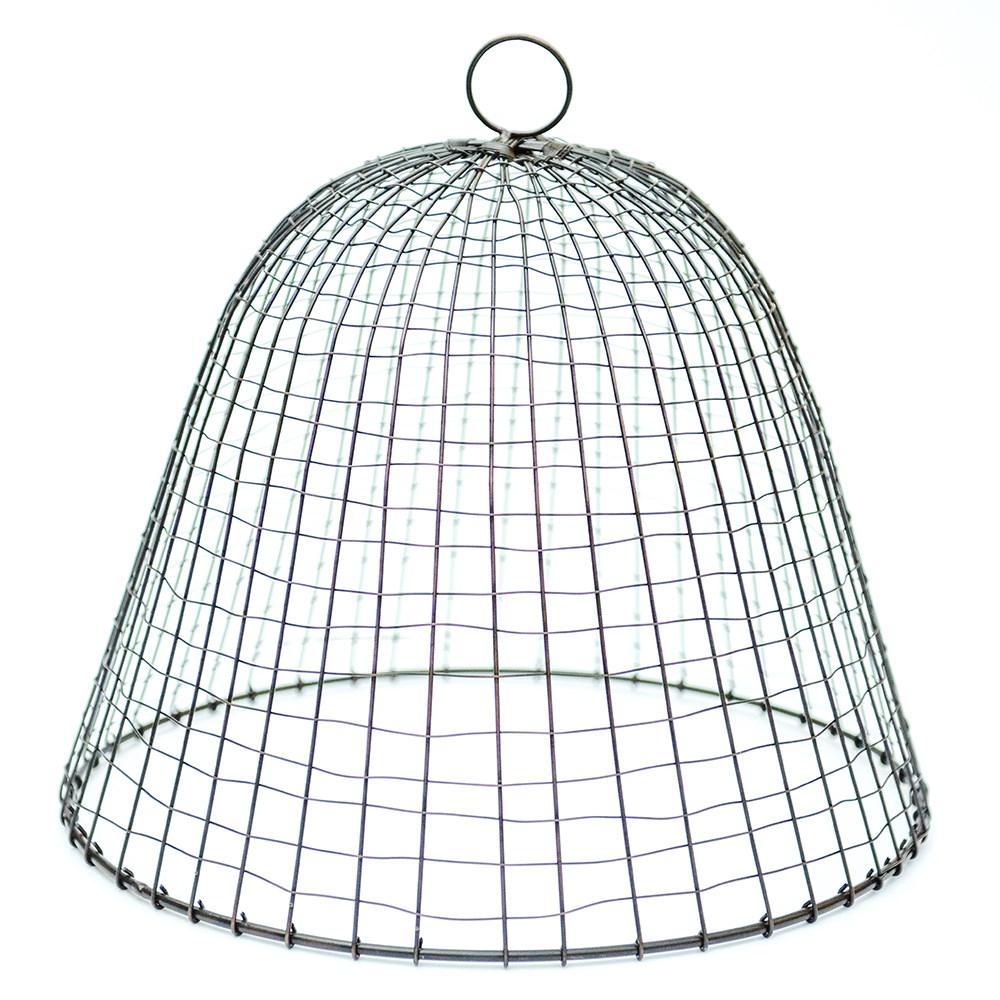 Wire cloche cross - antique bronze