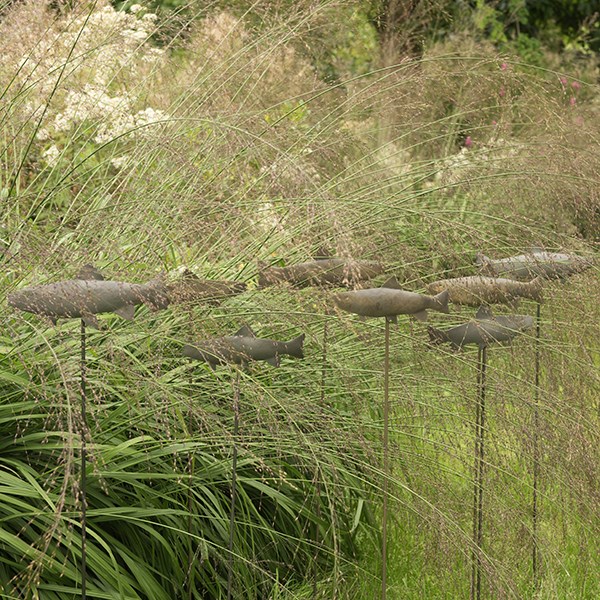 Antique pewter metal trout stake