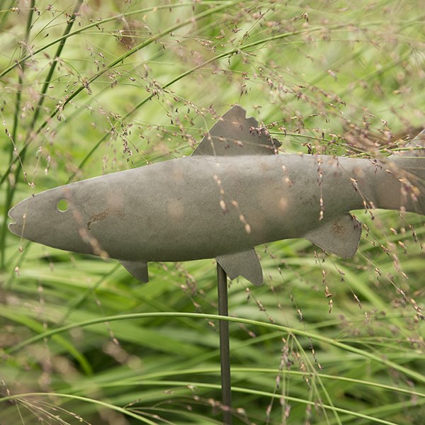 Antique pewter metal trout stake