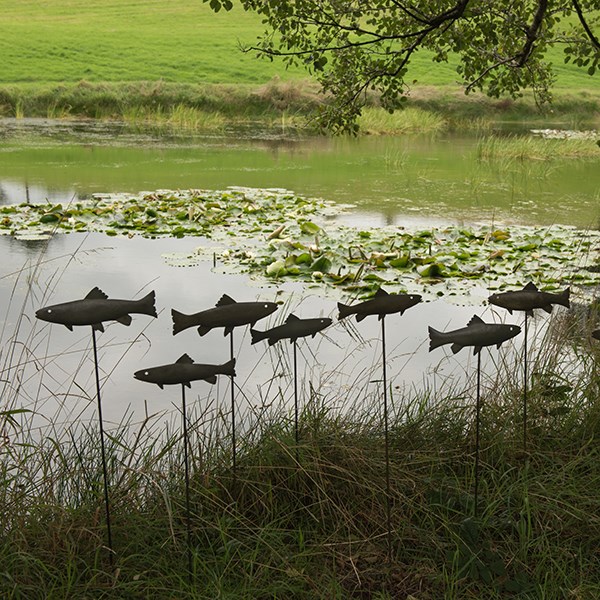 Antique pewter metal trout stake