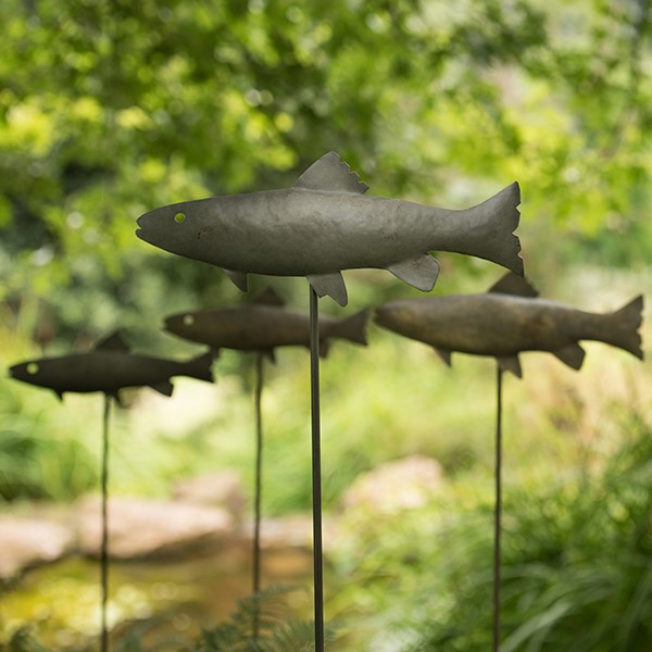 Antique pewter metal trout stake
