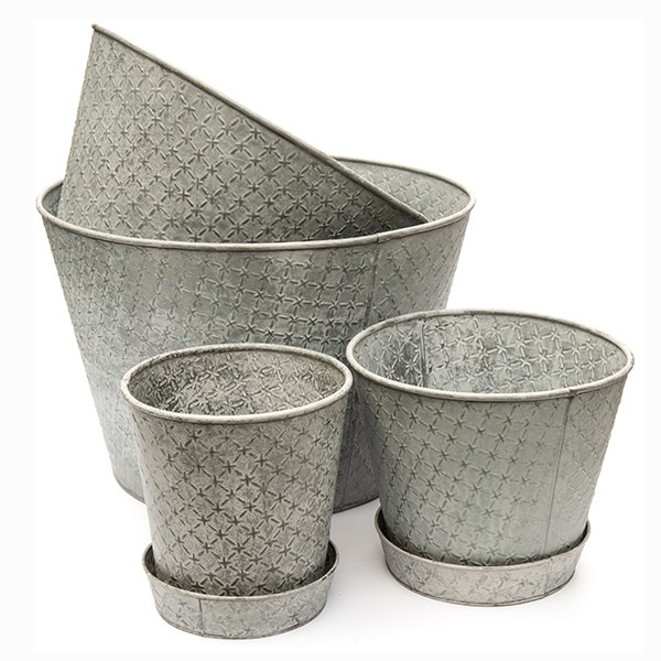 Embossed galvanised metal tray - aged zinc