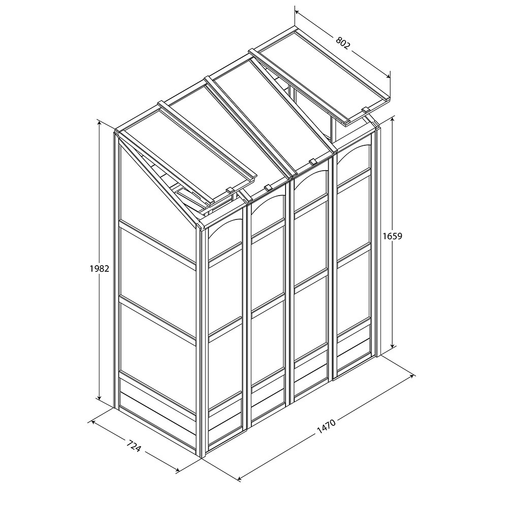 Victorian wooden tall wall greenhouse - natural