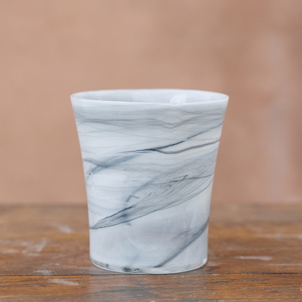 Recycled glass flared orchid pot - charcoal