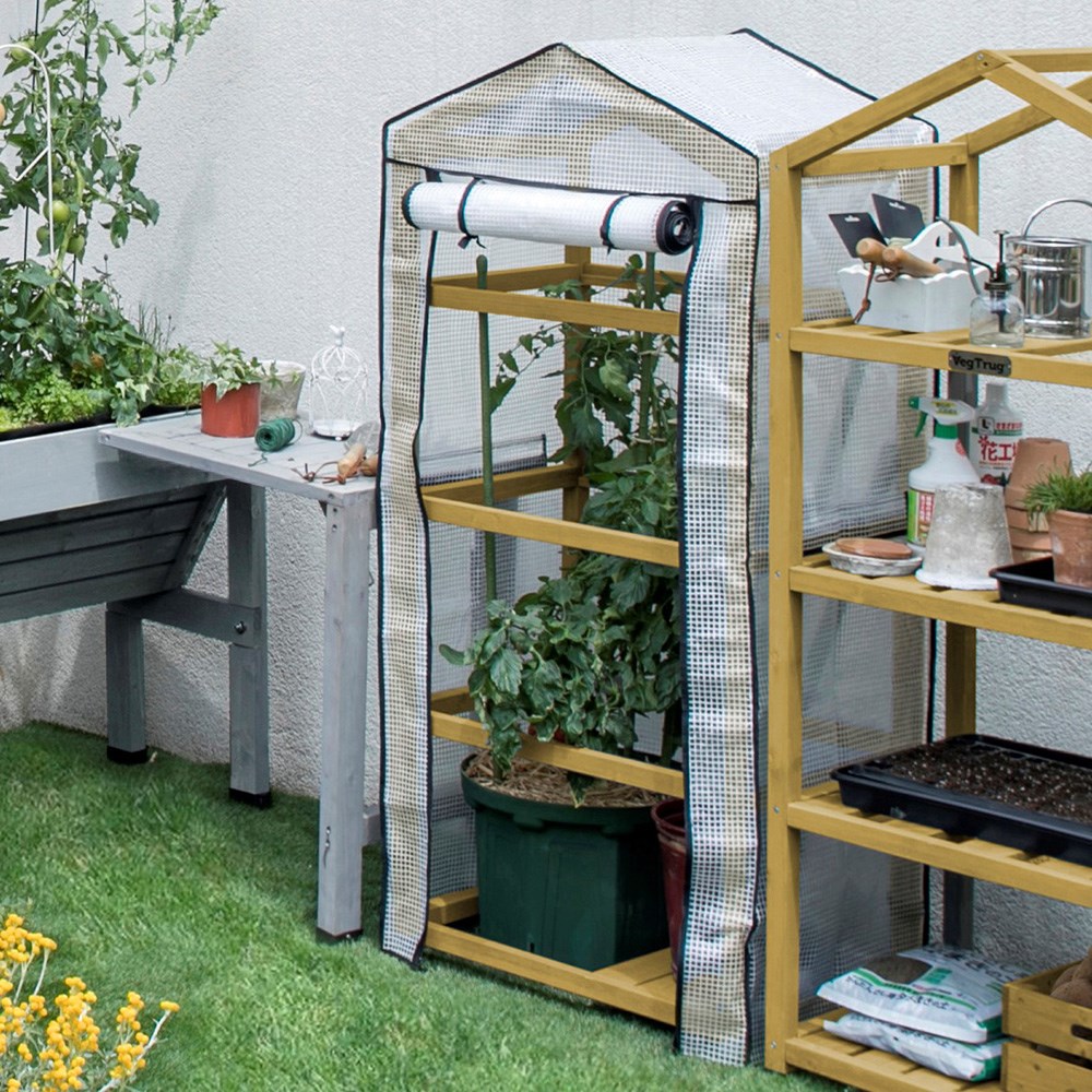 VegTrug wooden growhouse nursery & cover