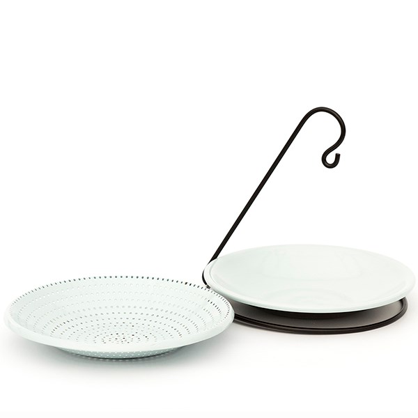 Hanging water bowl and meal worm tray - Crocus green