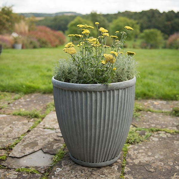 Tall dolly pot - aged zinc