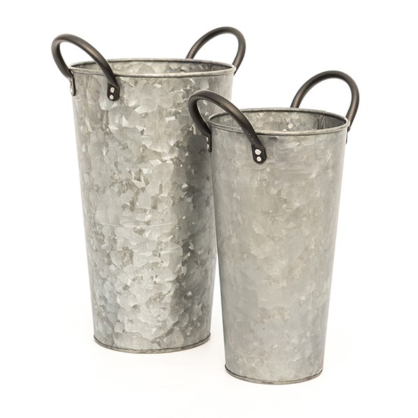 Galvanised metal flower bucket 