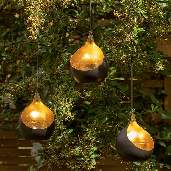 Hanging tealight holder - golden