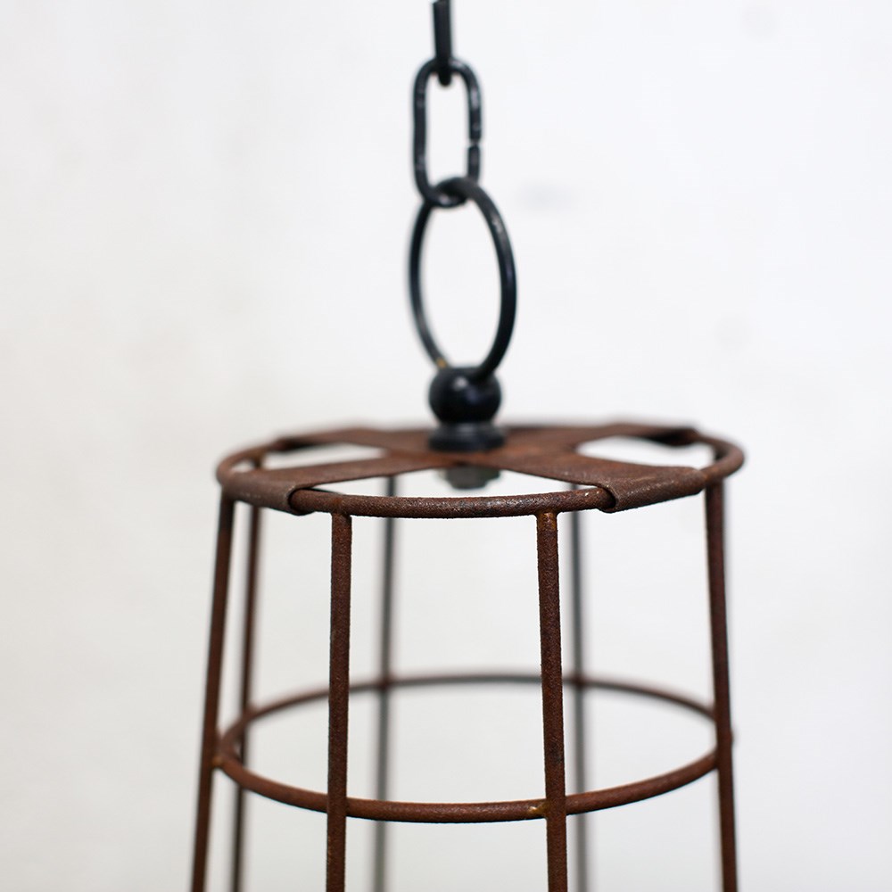 Rustic caged hanging planter