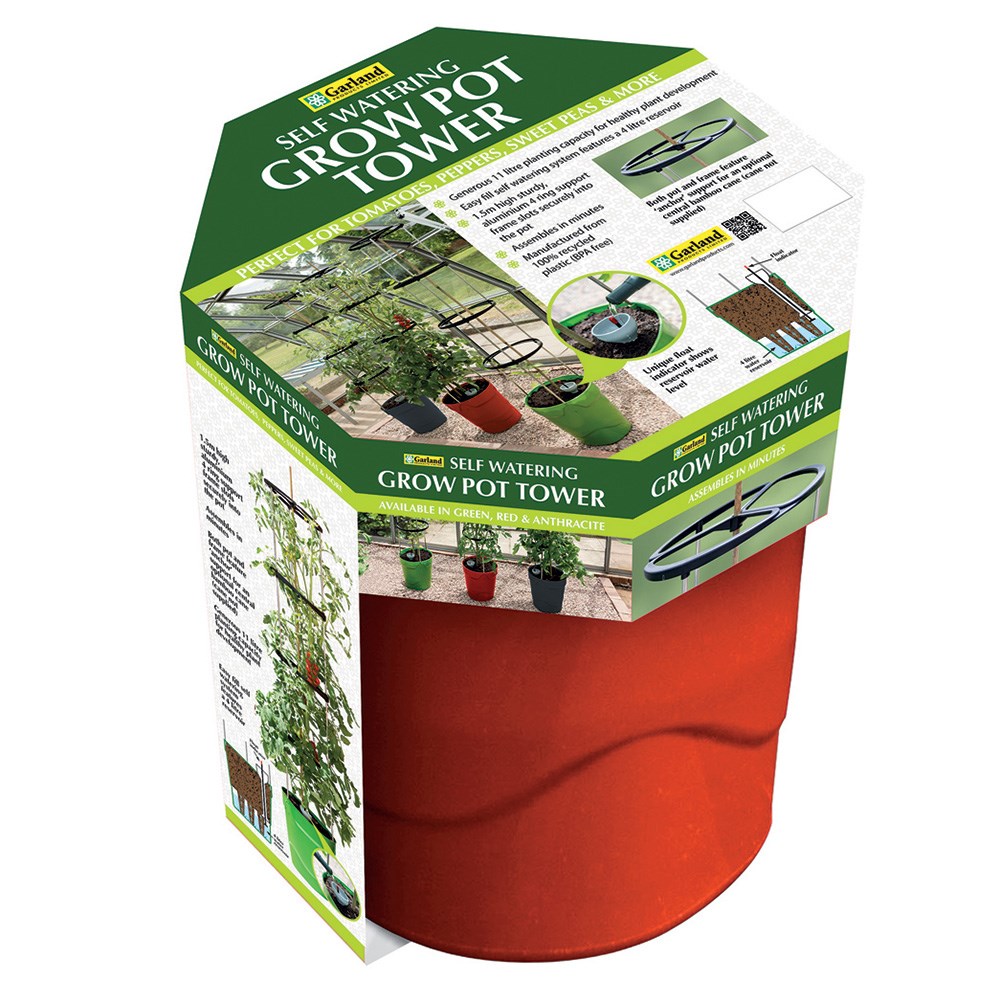 Recycled self watering grow pot tower