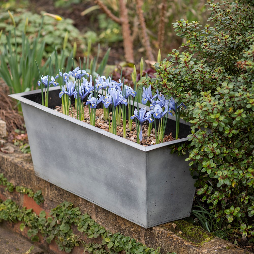 Plant trough - aged zinc