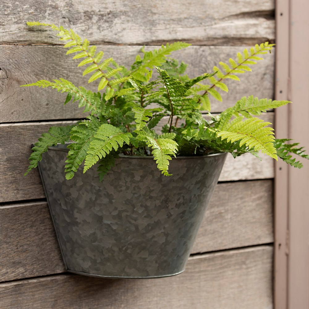 Galvanised metal wall planter