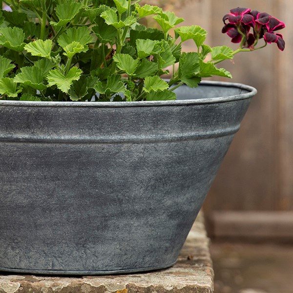 Metal cone planter - aged zinc