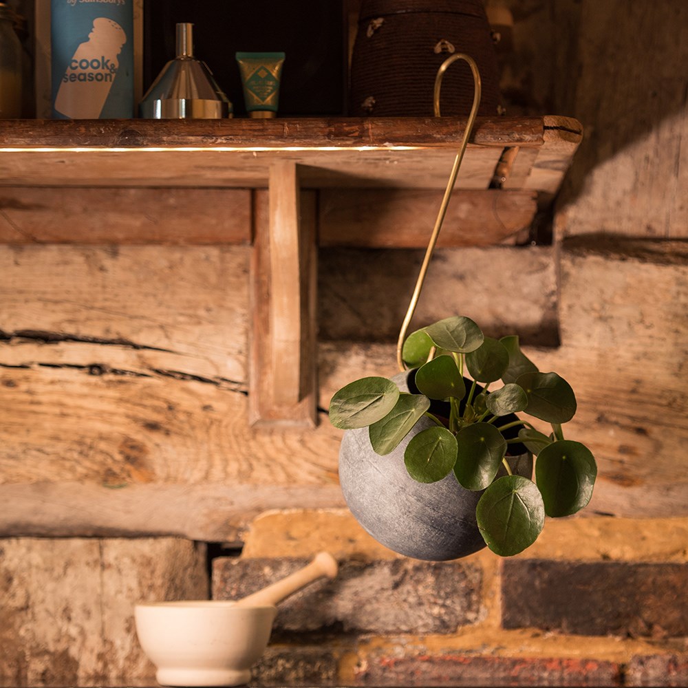 Sphere hanging plant pot - aged zinc