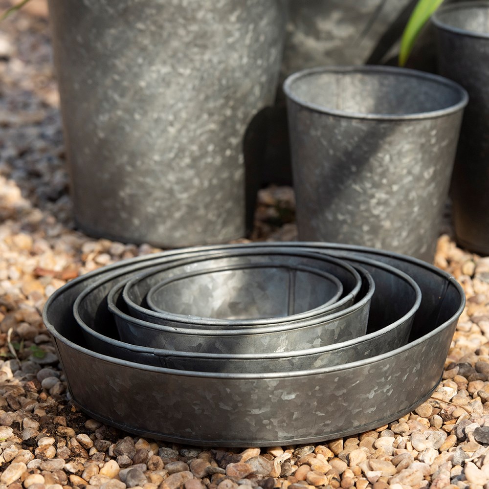 Dark galvanised metal tray