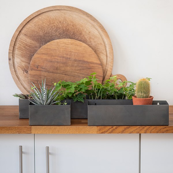 Zinc wall planters - set of 3