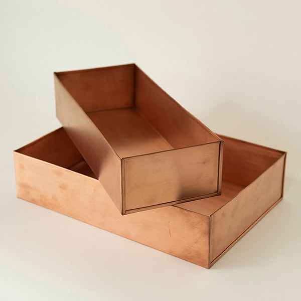 Brushed copper windowsill seed tray