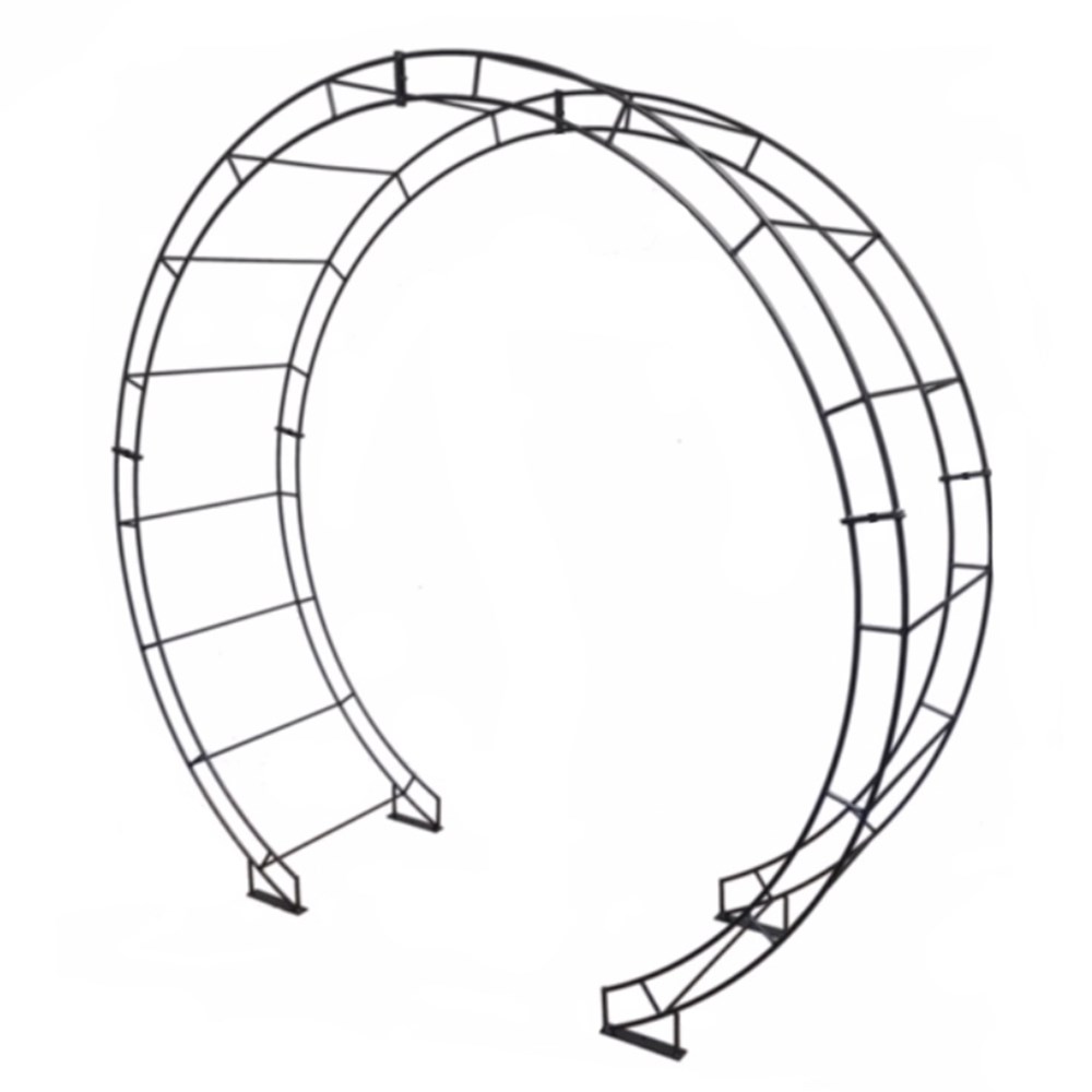 Round large moon garden arch - black