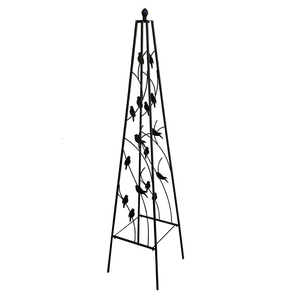 Perching birds obelisk - black