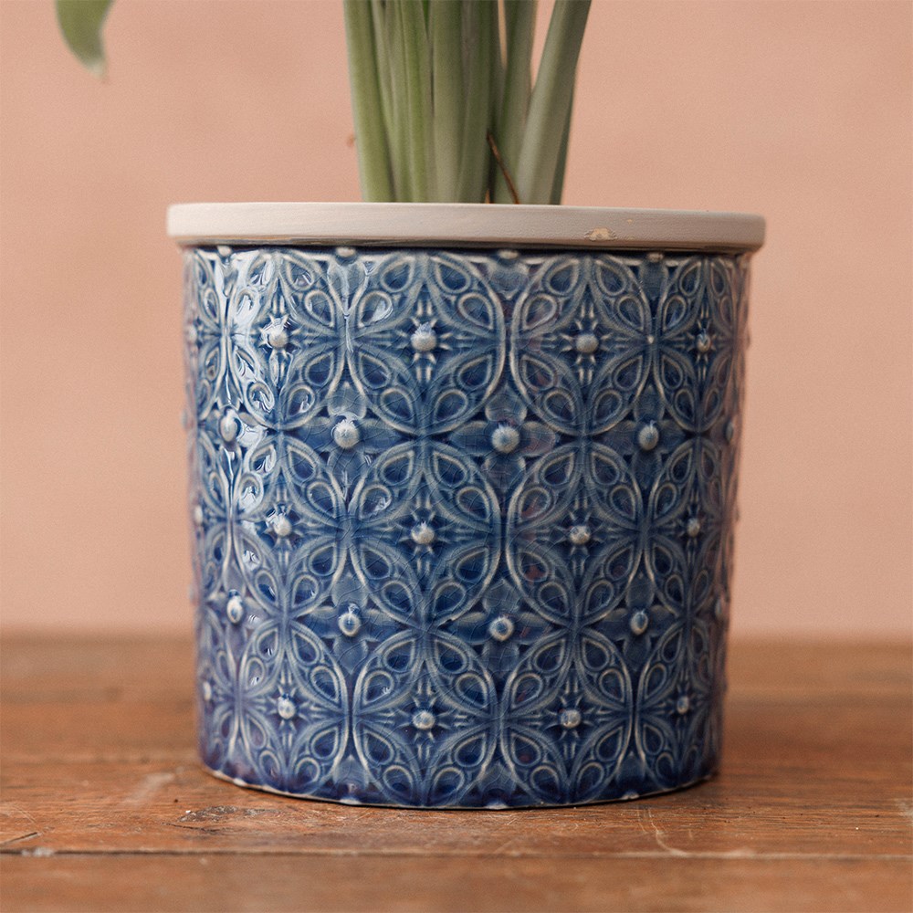 Glazed pot - porto dark blue