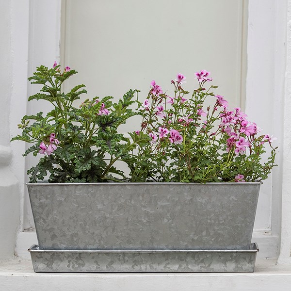 Galvanised metal window trough tray