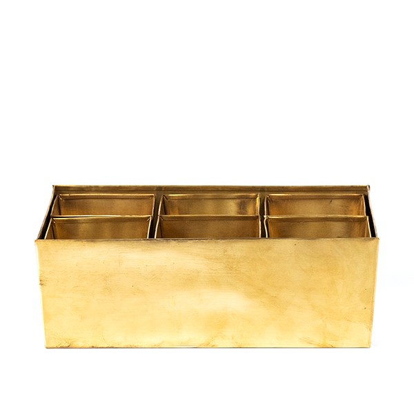 Brass tray with 6 brass grow pods