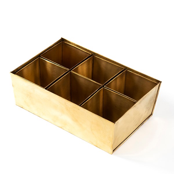 Brass tray with 6 brass grow pods