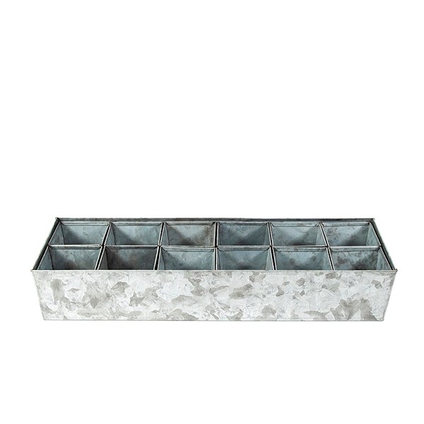 Galvanised metal tray with 12 grow pods
